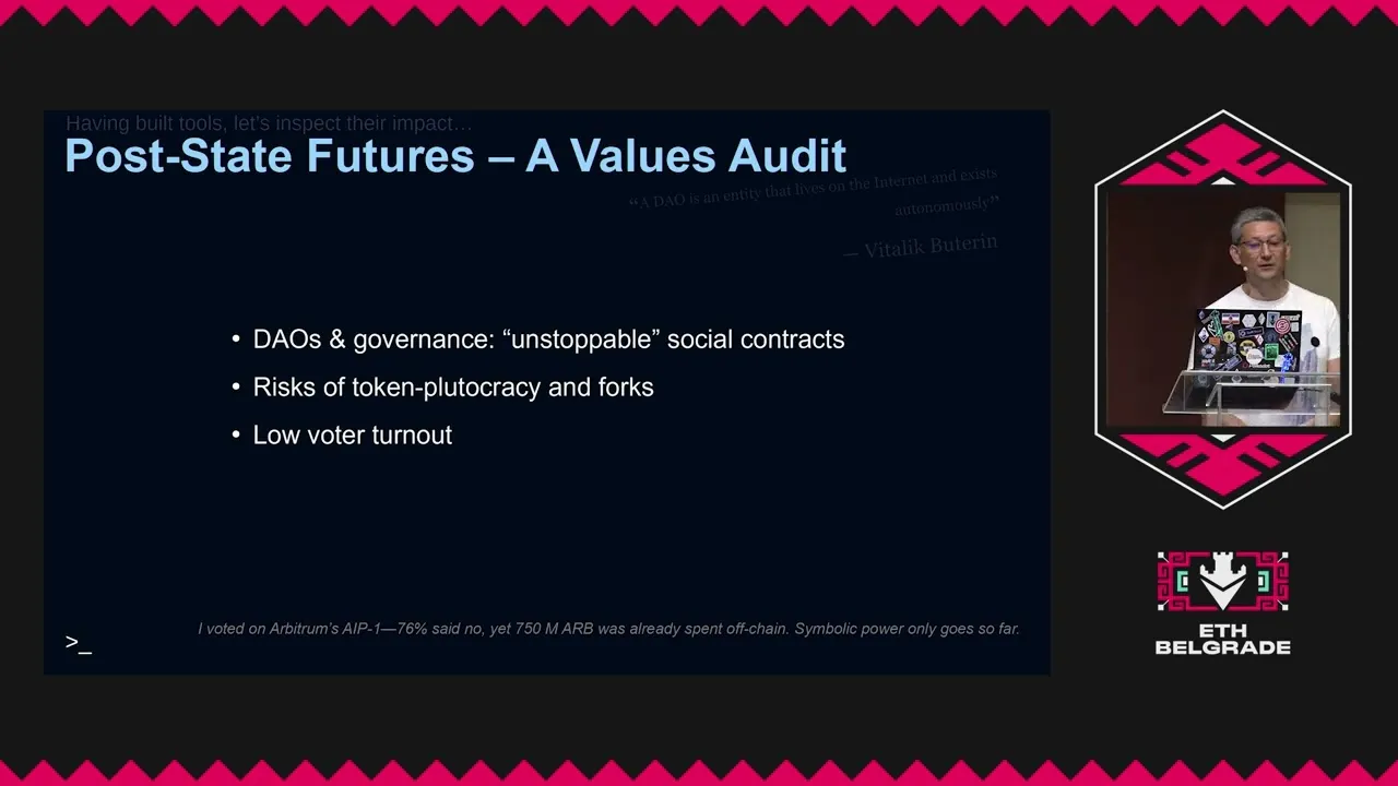 Play Code Against the Machine: Cypherpunks, technoanarchists and post-state futures - EthBelgrade 2025